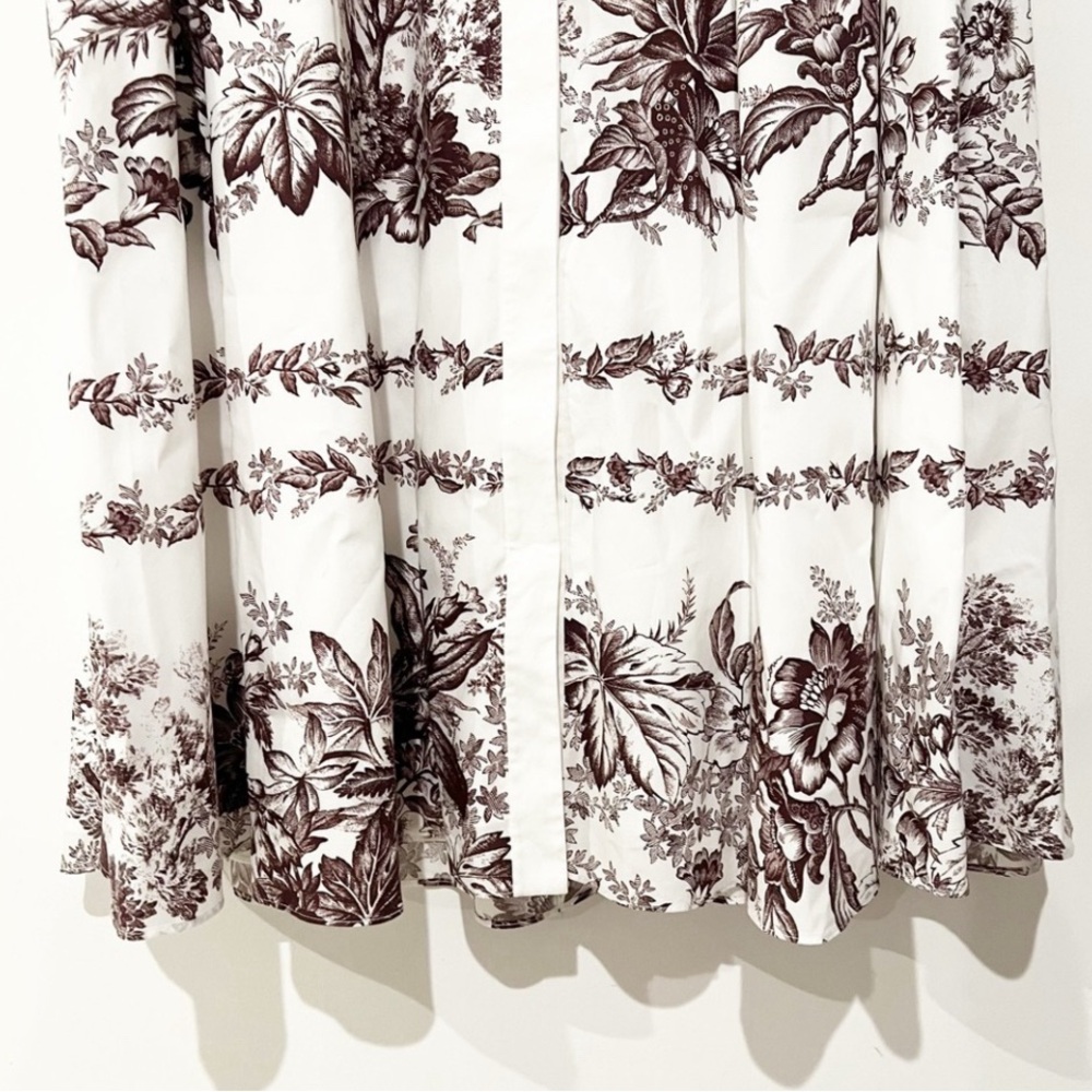 NWOT Erdem Emily floral-print toile burgundy cotton-poplin shirt dress US 8 - Picture 15 of 16